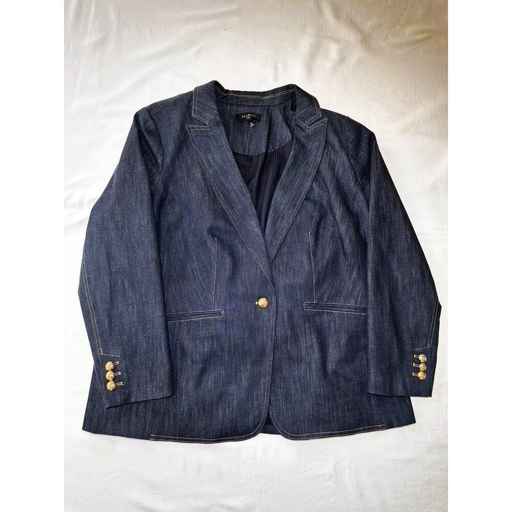 Talbots Dark Wash Indigo Heritage Jacket Blazer Jean Denim 16W Plus